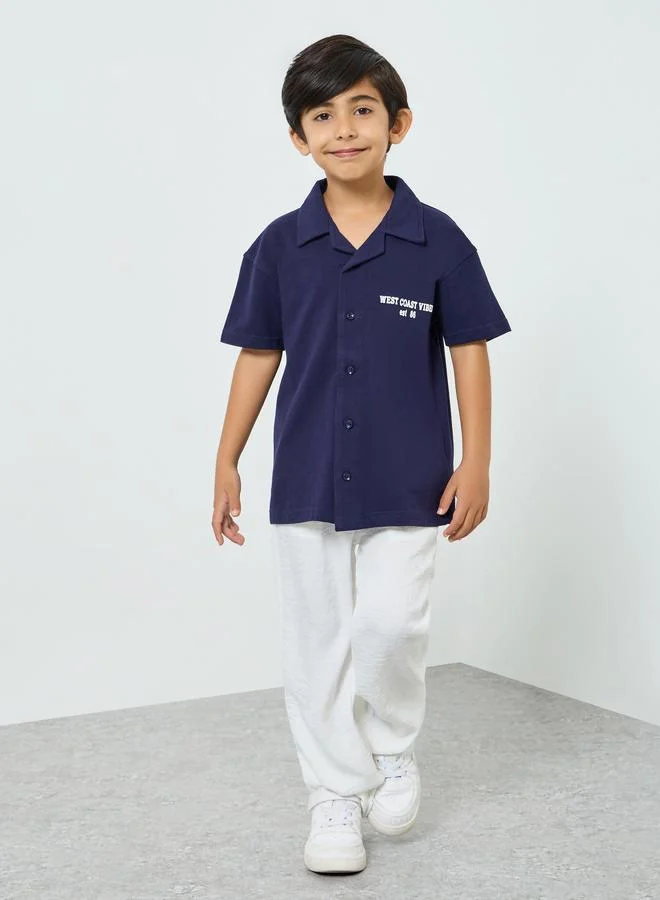 Styli Boys Navy Blue Short Sleeve Shirt